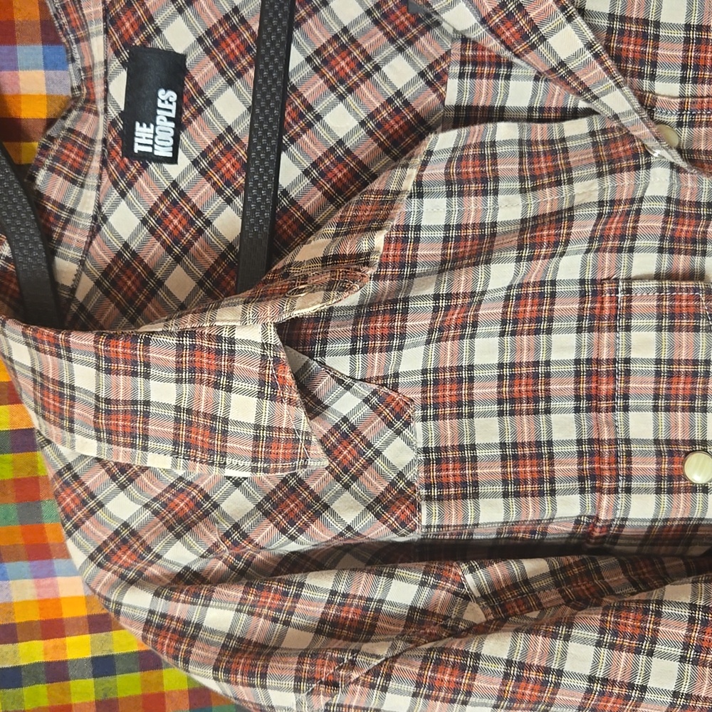 The Kooples Western Snap Front Plaid Cotton Mens Shirt.